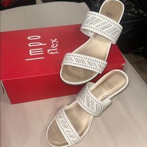 Impo White Sandals with Double Strap Design